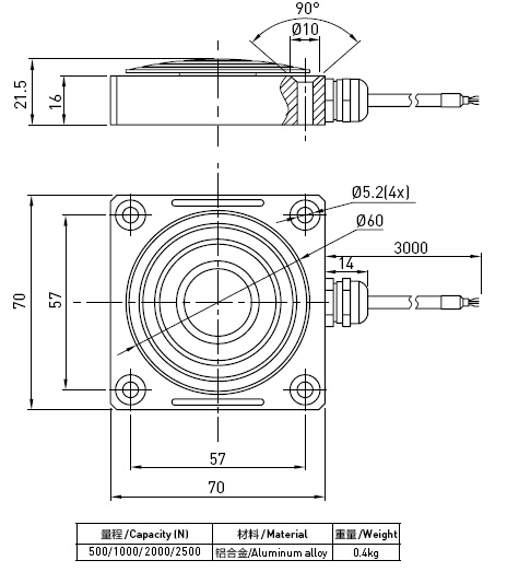 ブレーキ ペダル力 500N への 2500N のための注文の圧縮の荷重計センサー