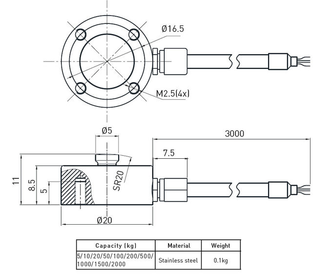 圧縮の荷重計のひずみゲージ、ボタンのタイプの重量を量る小さいタンク