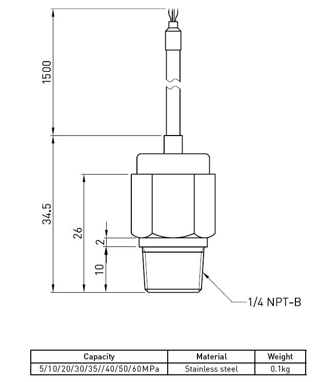 ステンレス鋼 5Mpa への 60Mpa が付いているマイクロ接触油圧圧力センサー